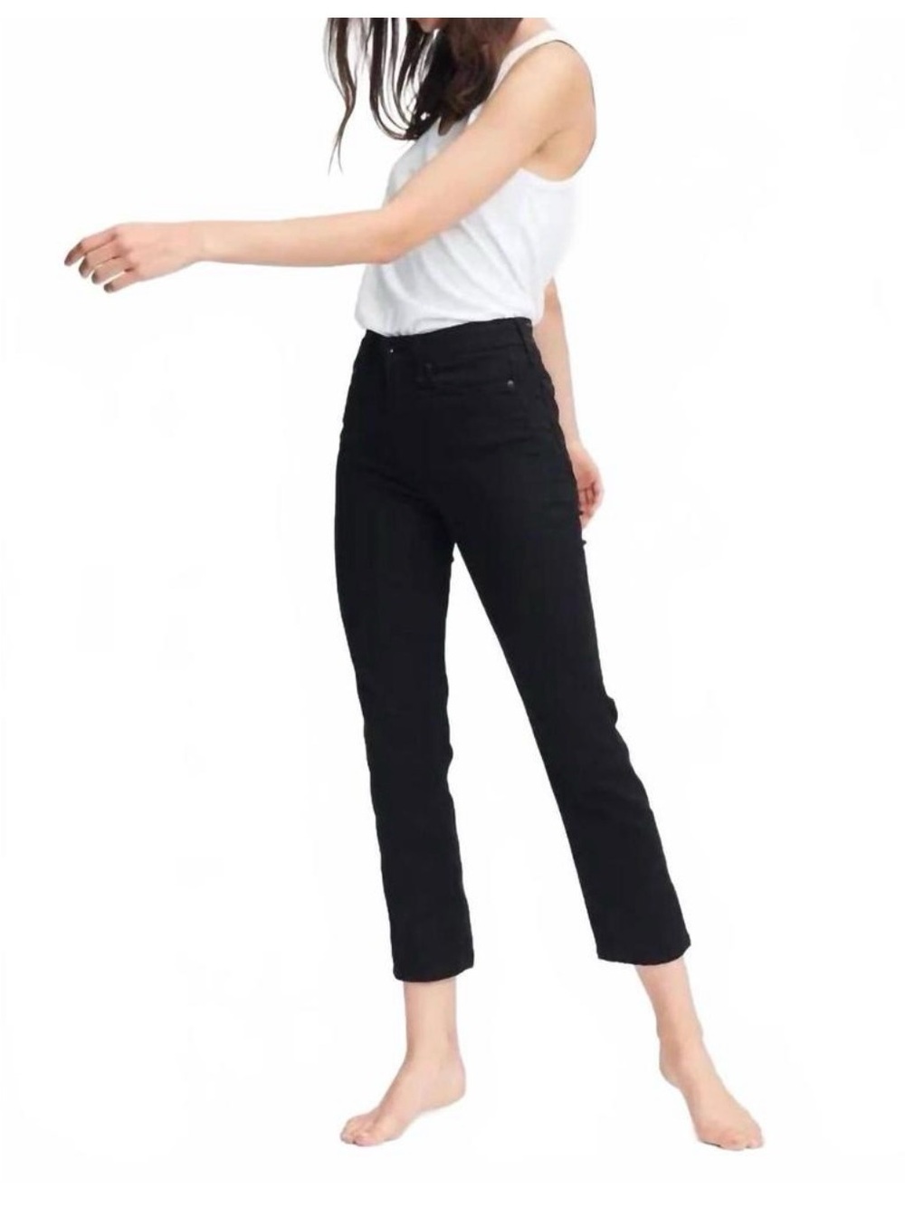 rag & bone Nina High Rise Cropped Cigarette Jeans Never Fade Black 26